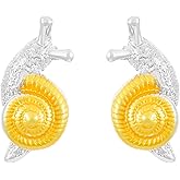 ERLOSYA Cute Snail Earrings for Women Creative Cartoon Adjustable Snail Rings Snail Stud Earrings Dainty Simple Animal Jewelry Small Tragus Piercing Studs
