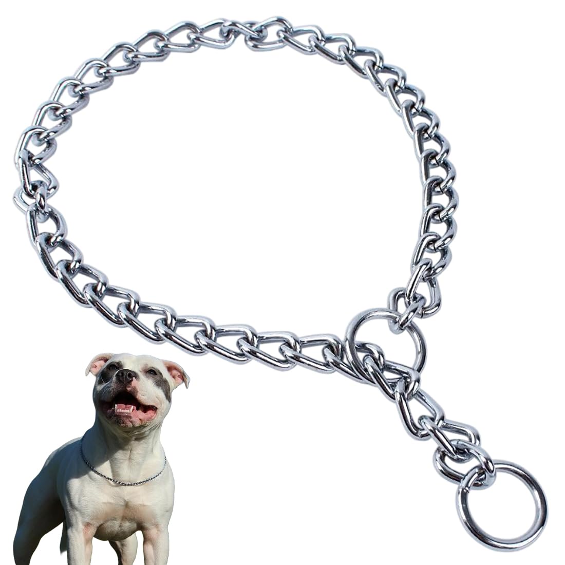 Photo 1 of 1-Pack Chain Choker Collar for Dogs, Metal Slip Link Training Dog Collar Martingale Heavy Duty Puppy Collars for Small Medium Large Big XL Breed Dogs, Silver XL