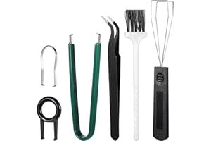 FdcZeyxior 6 PCS Keyboard Key Puller Set Keyboard Puller Set Key Cap Removal Tool Keys Extractor Tool Keyboards Cleaning Tools Keycap Pullers Kit with Keycaps Tweezers for Mechanical Custom Keyboards