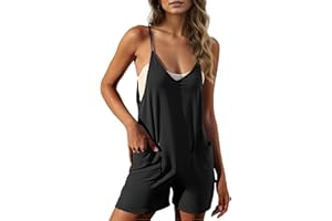Women's Rompers Sleeveless Jumpsuit V-Neck Adjustable Suspenders Summer Casual Breathable
