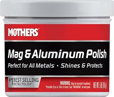 Mothers Mag & Aluminum Polish, 5 oz. — Brilliant Shine, Easy to Use, For All Uncoated & Unplated Metals Including Aluminum Wheels, Stainless Steel Trim and Exhaust Tips, Brass & More (05100)