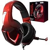 INHANDA K19 PS4 Headset with Mic,Xbox One Headset with Stereo Surround Sound,Memory Foam Earmuffs,LED Light,Compatible with X