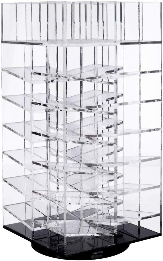 Lipstick Organizer, Alotpower Clear Acrylic Rotating 64 Lipstick Holder Cosmetic Holder Spinning Tower Makeup Organizer Lipgloss Stand