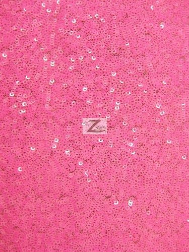 MINI DISC SEQUIN NYLON MESH FABRIC - Neon Pink - 54"/55" WIDTH SOLD BTY