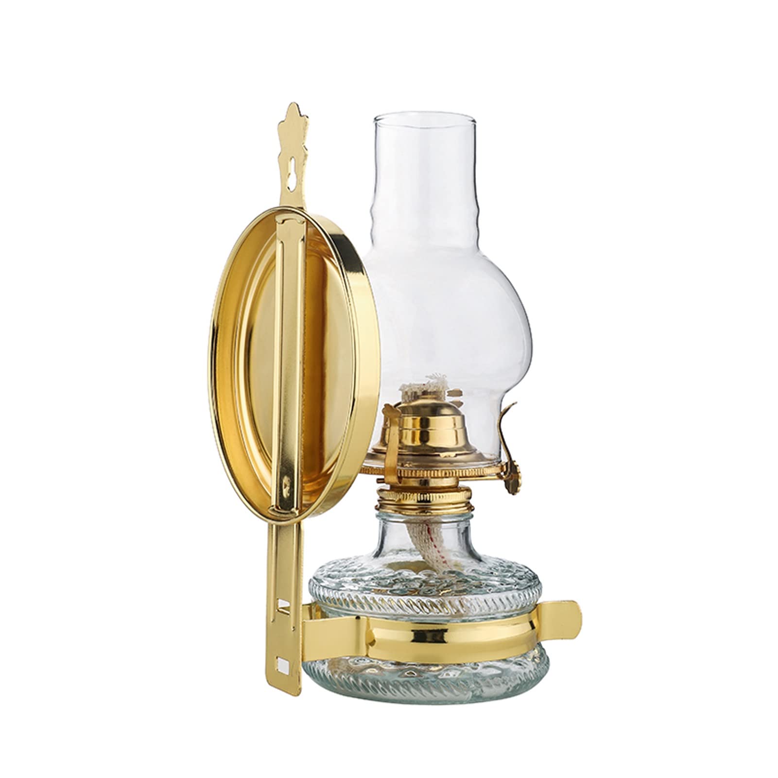 amanigo Wall-Mounted Oil Lamp with Glass Mirror Oil Lamp - Retro Nostalgia Kerosene Oil Lights for Kitchen Indoor Use