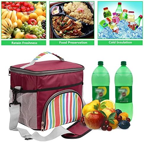 Richday 16 Can Large Insulated Lunch Bag Large Cooler Tote Bag for Men Women (Dark Red)