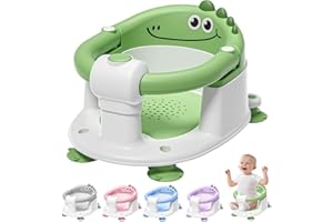 TPN Baby Bath Seat for Babies 6 Months & Up, Non-Slip Toddler Bath Seat with 5 PCS Waterproof Emoji Stickers, Portable Infant Bath Seat for Baby(Green)