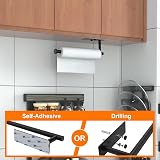 Ibergrif M34055B Kitchen Roll Holder Under Cabinet Self Adhesive Black view 6