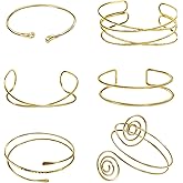 LiteVibe Gold Arm Cuff Upper Arm Set 6Pcs Adjustable Large Wide Upper Arm Cuff
