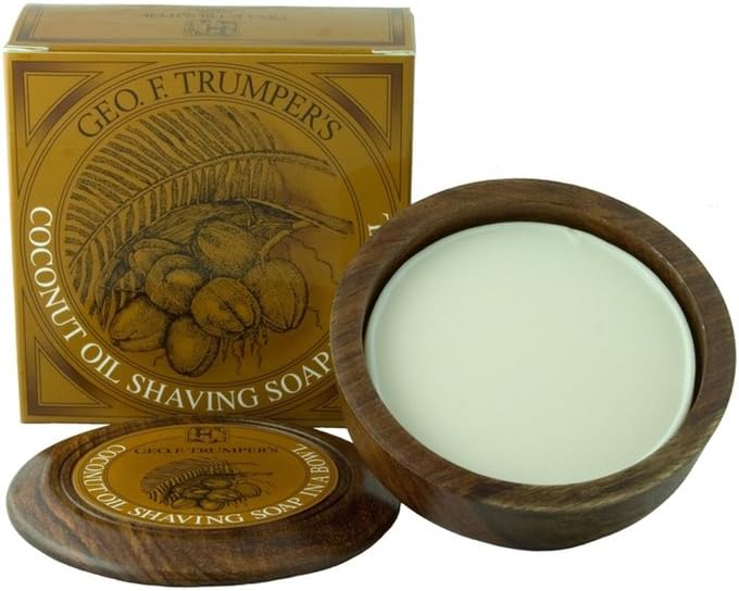 Geo F Trumper Wooden Shave Bowl - Coconut (Sensitive/Dry Skin), Brown, 80 g (Pack of 1)