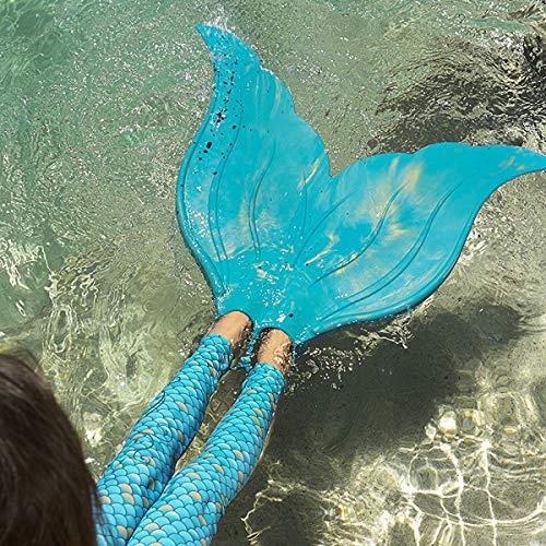 Mahina Mermaid Kids MerFin Classic Swim Mono-Fin Costume, Small, Aqua