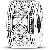 Hapour Clip Spacer Charm for Bracelet Clip Lock Stopper Bead Spacer DIY Fit European Snake Bracelet Openable 925 Sterling Silver Beads Jewelry for Women Mom