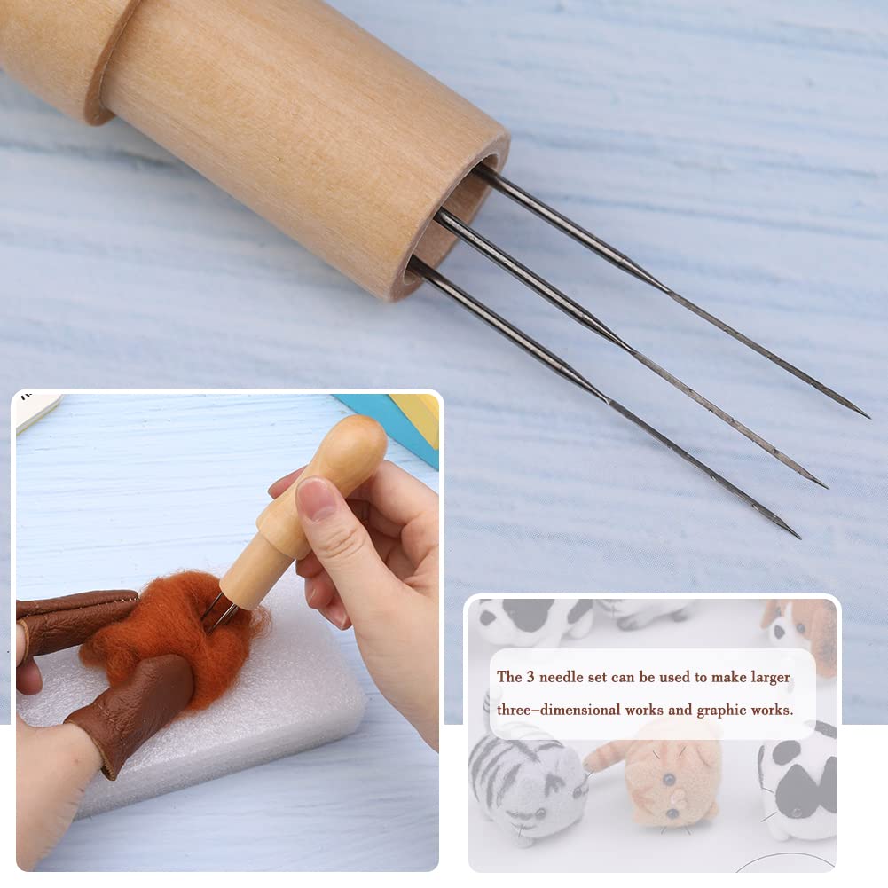 Mayboos Wool Felting Tool Kit - 3 Needles, Finger Protector for Home Craft Work