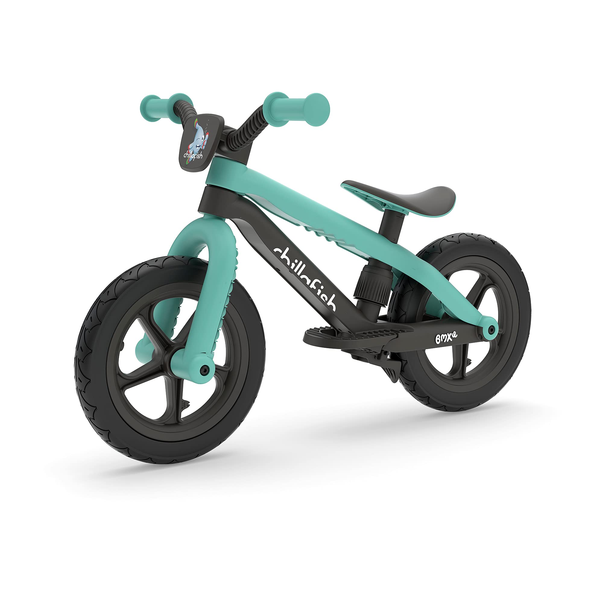 Chillafish Bmxie² Lightweight Balance Bike with Integrated Footrest and Footbrake for Kids Ages 2 to 5 Years, 12-inch Airless Rubberskin Tires, Adjustable Seat Without Tools, Minth