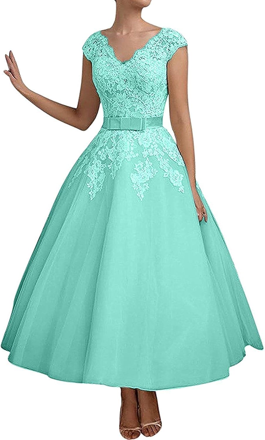 Dreammaking Damen Rosa Blau Kurzes Spitze Abendkleider Brautmutterkleider Jugendweihe Kleider A Linie 