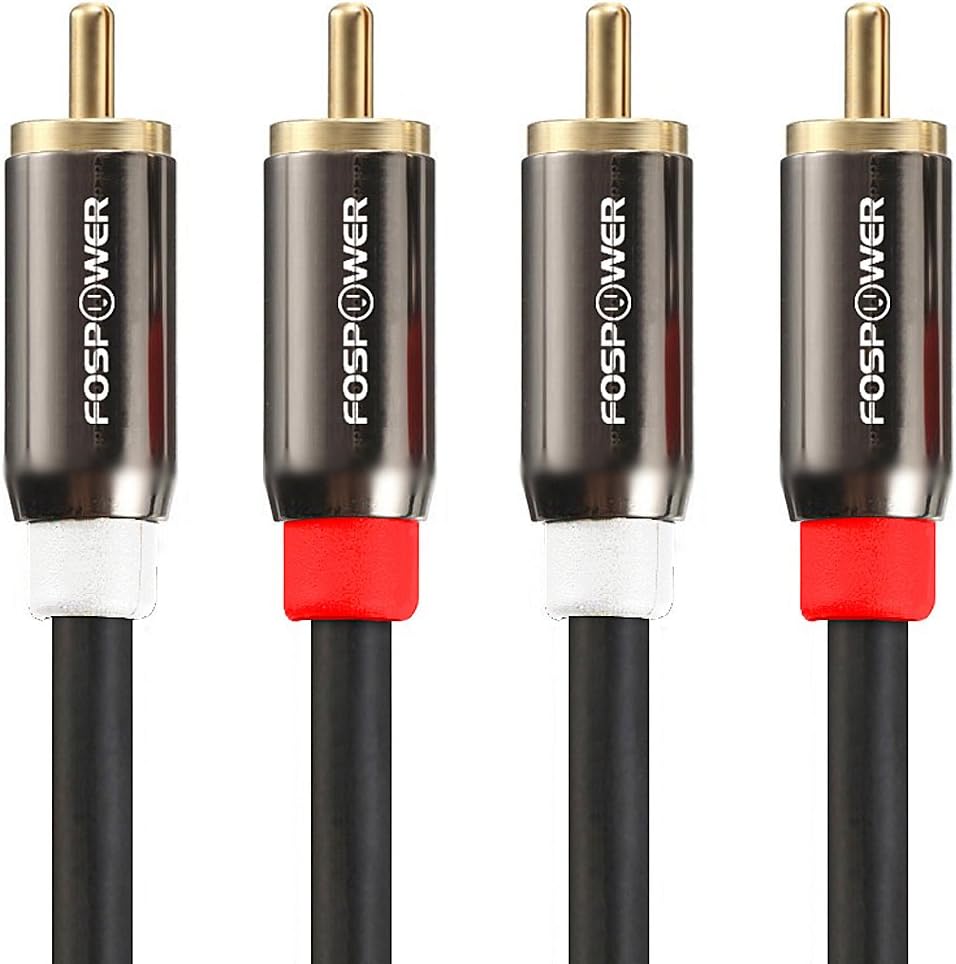 FosPower (2 Pack) 2 RCA M/M Stereo Audio Cable [24K Gold Plated | Copper Core] 2RCA Male to 2RCA Male [Left/Right] Premium Sound Quality Plug - 3FT