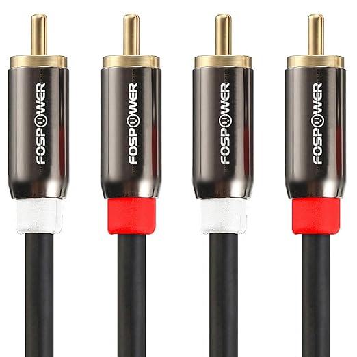 title=FosPower (0.9m) 2 RCA M/M Stereo Audio Cavo [24K Oro placcato | Rame Nucleo]