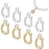 AHANDMAKER 16Pcs 18k Gold Hinged Pull Clasp Charm Bail Metal Pendants Bails 2 Colors Necklace Clasp Enhancer Connector for Necklace Earring Bracelet Jewelry Making 12x7x3mm