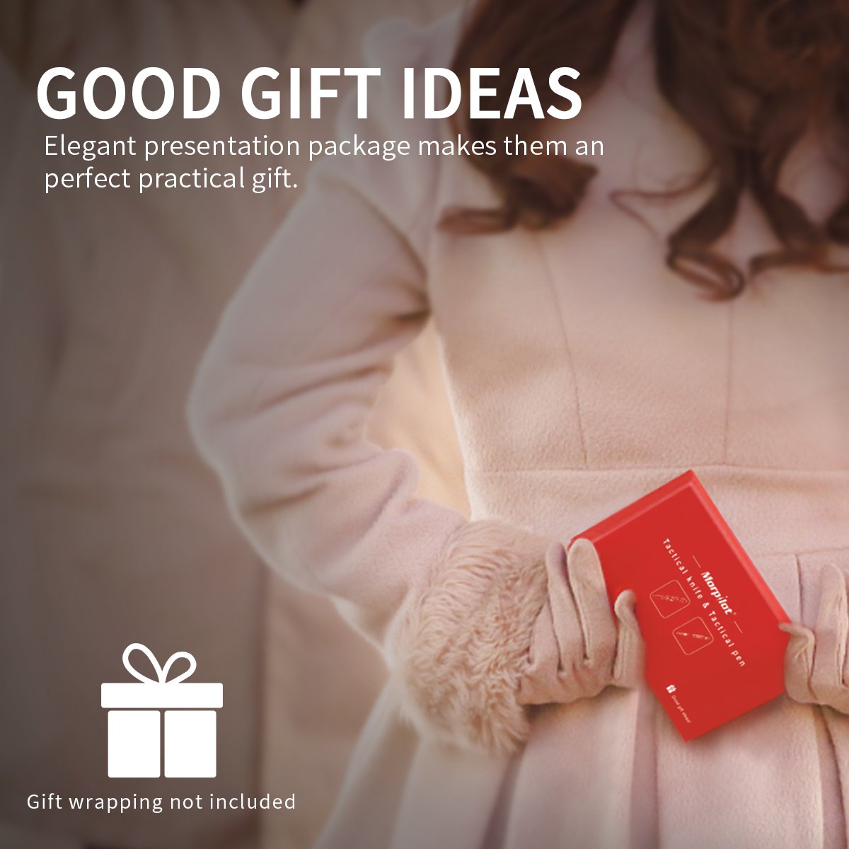 Set di Coltello Pieghevole e Penna Tattica, Coltello Tattico 5 in 1, Penna Multifunzione 7 in 1 con torica 80LM Morpilot Pieghevole 110mm, Acciaio inossidabile, Portatile e Confortevole, 2 Batterie Incluse, Nero