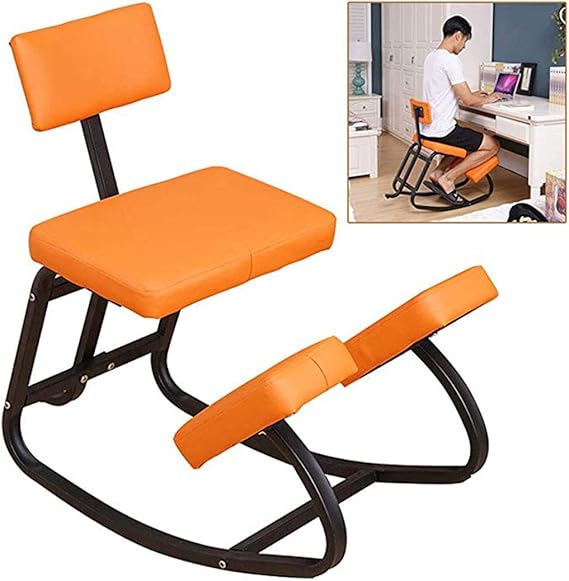 Ergonomic Kneeling Rocking Chair with Back Support, Professional Wooden