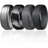 ROQ Breathable Silicone Rings for Men - Inner Arrow Shape Grooves for Enhanced Breathability - Classic Mens Silicone Rubber Wedding Ring Band - Black, Grey, Silver Colors - Size 9