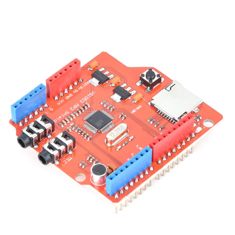 MP3 Music Shield Board for Arduino, VS1053B MP3 Codec Processor Stereo Music Player Module, Support Ogg Vorbis/MP3/AAC/WMA/MIDI Audio, with Memory Card Slot