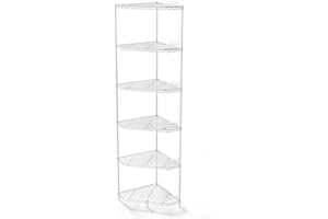 POUSEAYAR 6 Tier NSF Metal Shelf Pentagonal Corner Wire Shelving Unit, 600lbs Capacity Heavy Duty Adjustable Storage Rack with Shelf Liners for Kitchen Garage Office Etc Room Corner, 72"H x 20"L x 20"D - White