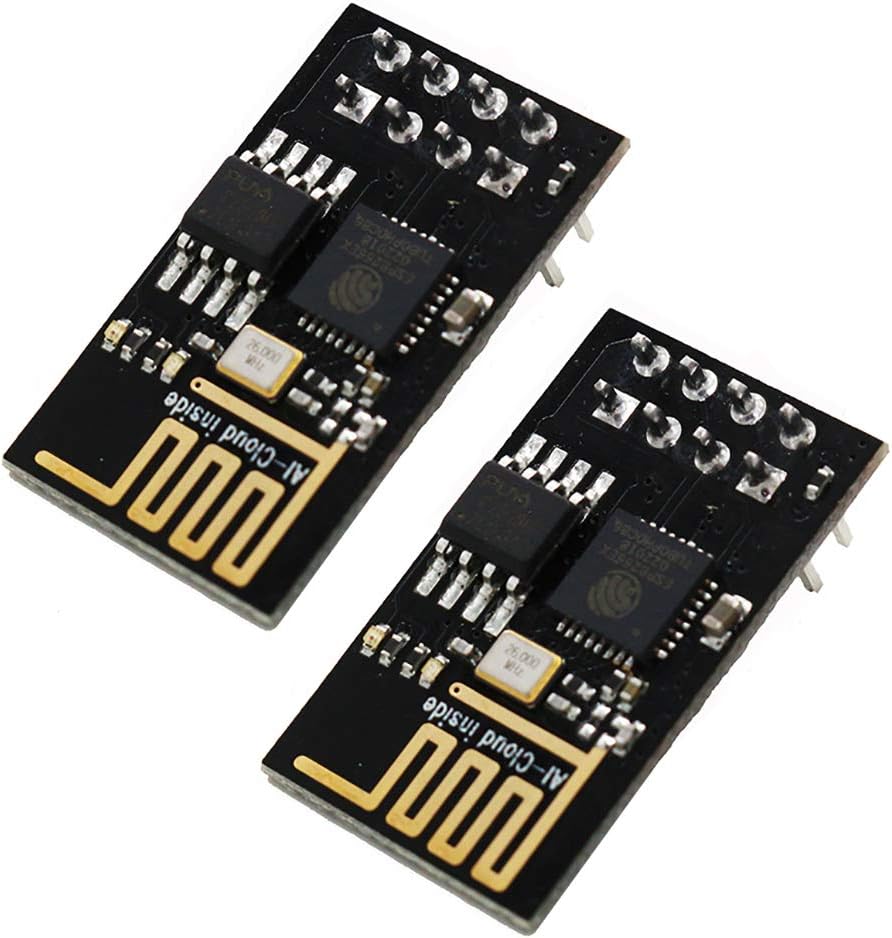 Sunhokey 2pcs ESP8266 ESP-01 Serial Wireless WiFi Modul Transceiver Receiver for Arduino Raspberry Pi 3 Module (Black- ESP-01)