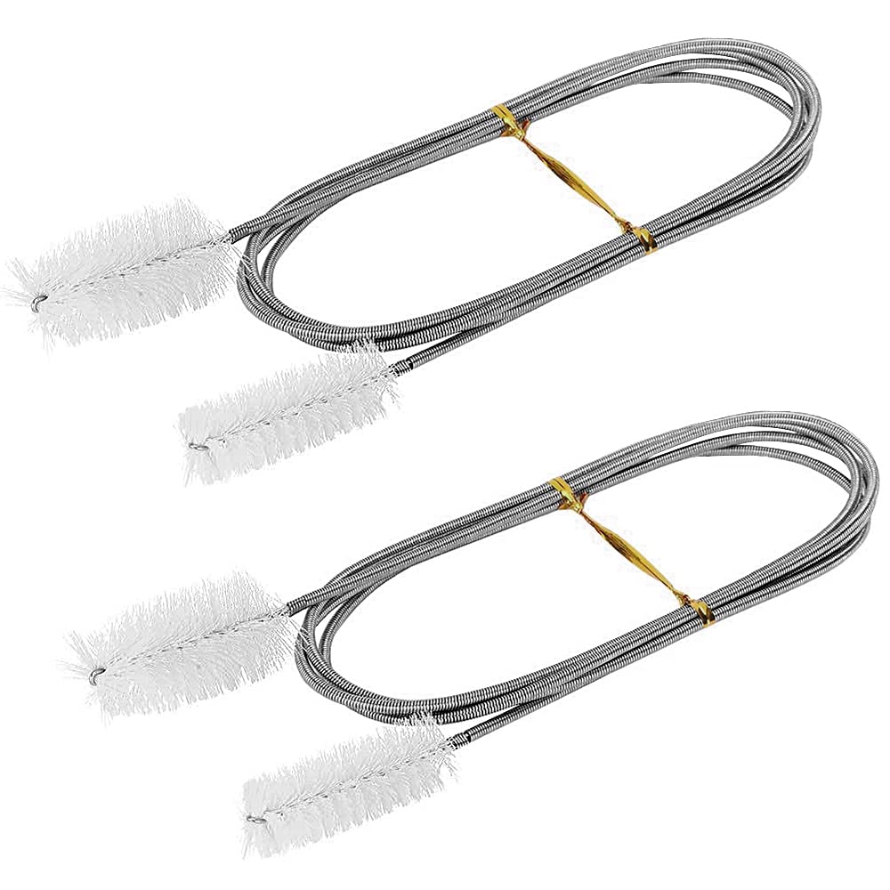162cm Tube Straw Cleaning Brush, Flexible Double Ended Hose Brush, Stainless Steel Pipe Cleaner Drain Snake for Fish Tank Aquarium Air Filter, Hose Glass Tube, Shower Sink Home and Kitchen (2 Pack)