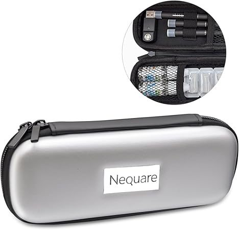 Amazon プルームテック ケース Nequare Pu レザー Ploom Tech Ploomtech ケース カバー スリム コンパクト シンプル 無地 合皮 セミハード 電子タバコ Vape ベイプ 保護 収納 ポーチ ホルダー キャリングケース ブラック グレー Nequare ケース