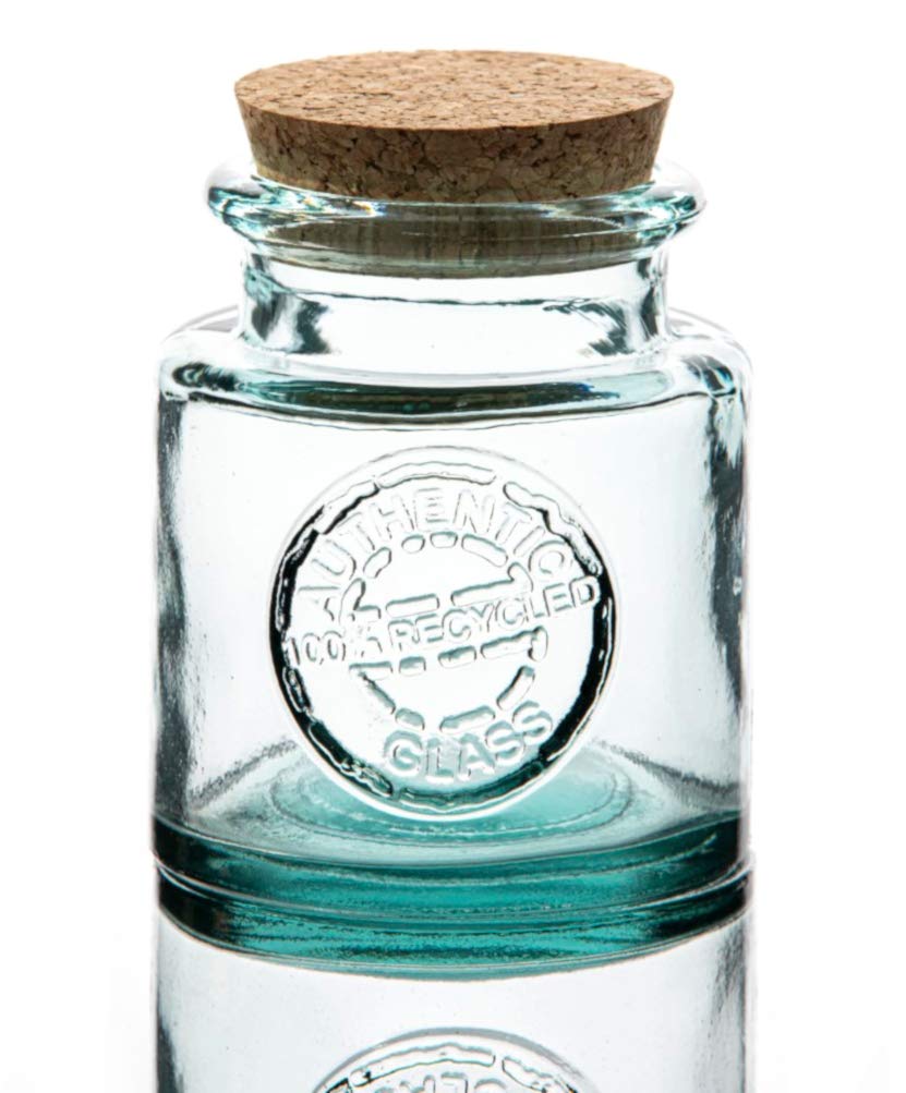 Purity Style Authentic Recycled Glass 800ml Round Storage Jar with Cork Lid