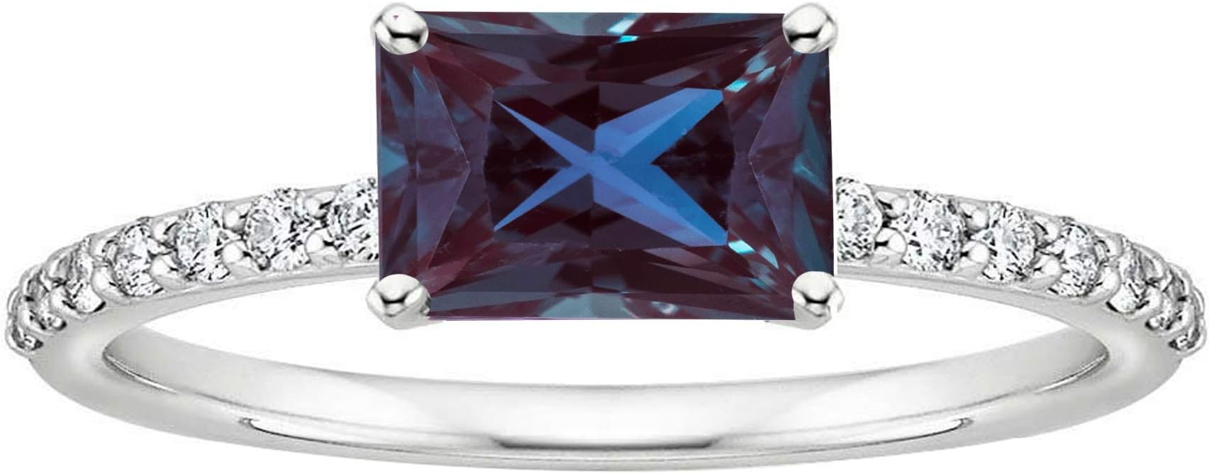 Sterling Silver with Choice of Gemstone and Natural White Topaz Engagement Ring