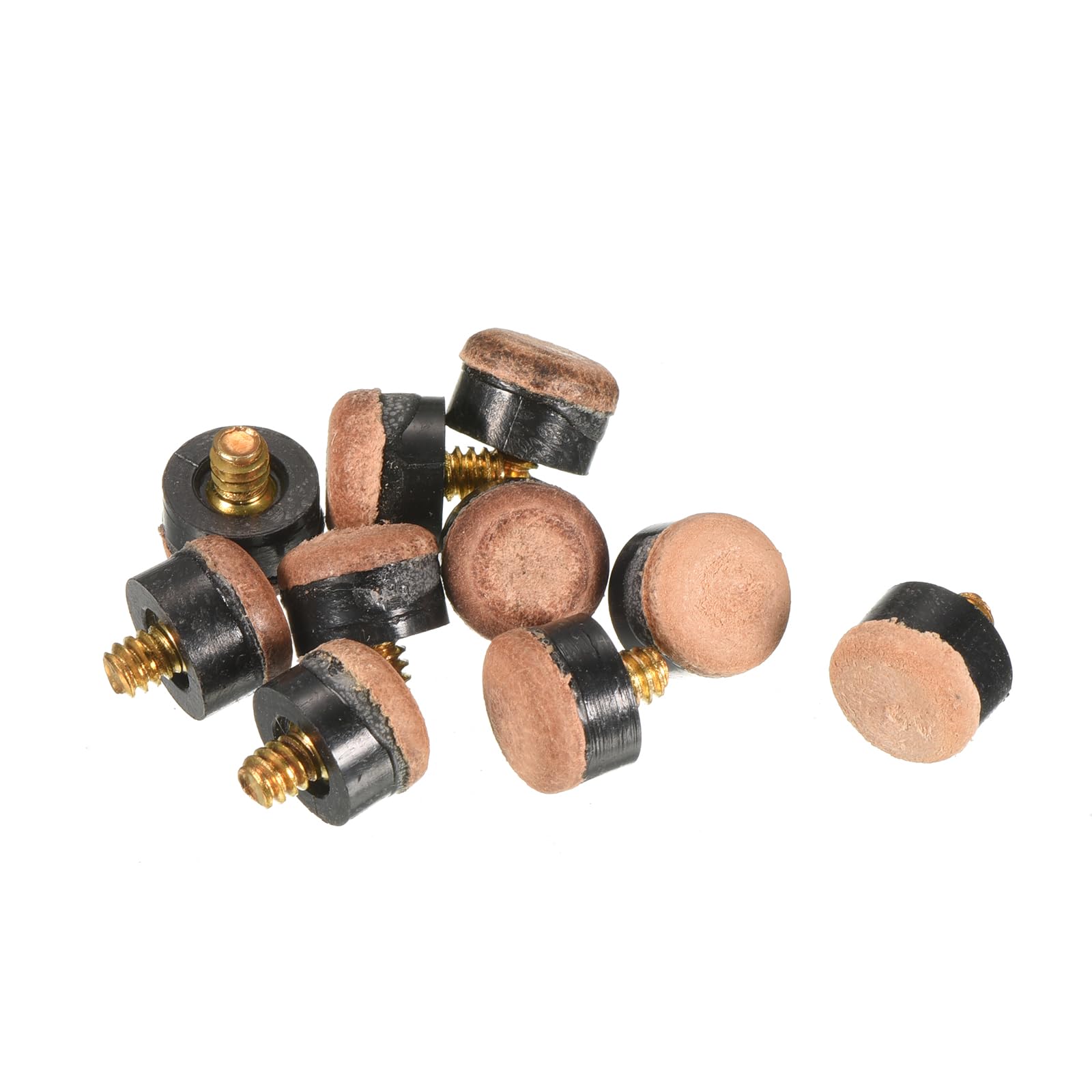 PATIKIL 12mm Dia Screw-on Pool Cue Tips, 10 Pack Billiard Cue Tips Snooker Billiard Supplies Pool Stick Tips Replacement Accessories, Brown