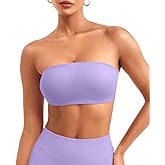 VOYJOY Women Strapless Bandeau Bra Wireless Padded Sports Bra Tube Top Seamless Stretchy Workout Bralette