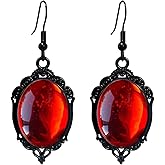 Gothic Cameo Earrings for Women Vintage Red Black Crystal Glass Earrings Dark Stardust Crystal Earring Punk Mystery Earring Halloween Holiday Jewelry