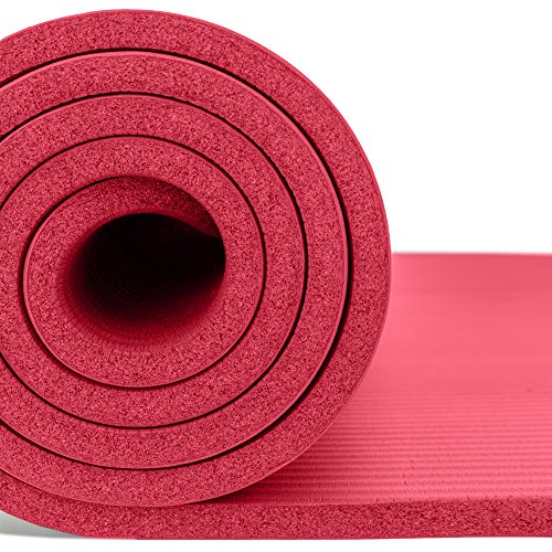 Incline Fit Extra Thick Exercise Mat w/Carrying Strap - Non Slip & Comfortable Workout Mat for Yoga, Pilates, Stretching, Meditation, Floor & Fitness Exercises, Dragon Fruit