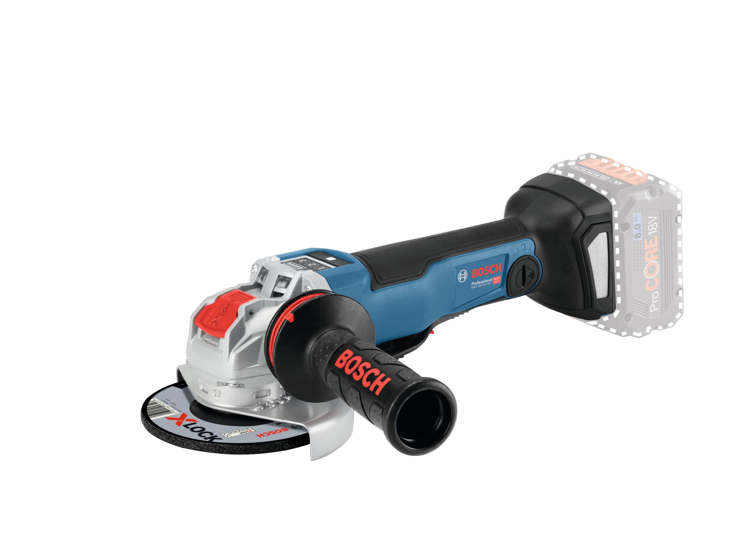 Bosch Professional 18V System Cordless Angle Grinder GWX 18V-10 PSC (with X-LOCK holder, disc diameter: 125mm, incl. Aux. Handle, connectivity module, without battery/charger, L-BOXX)