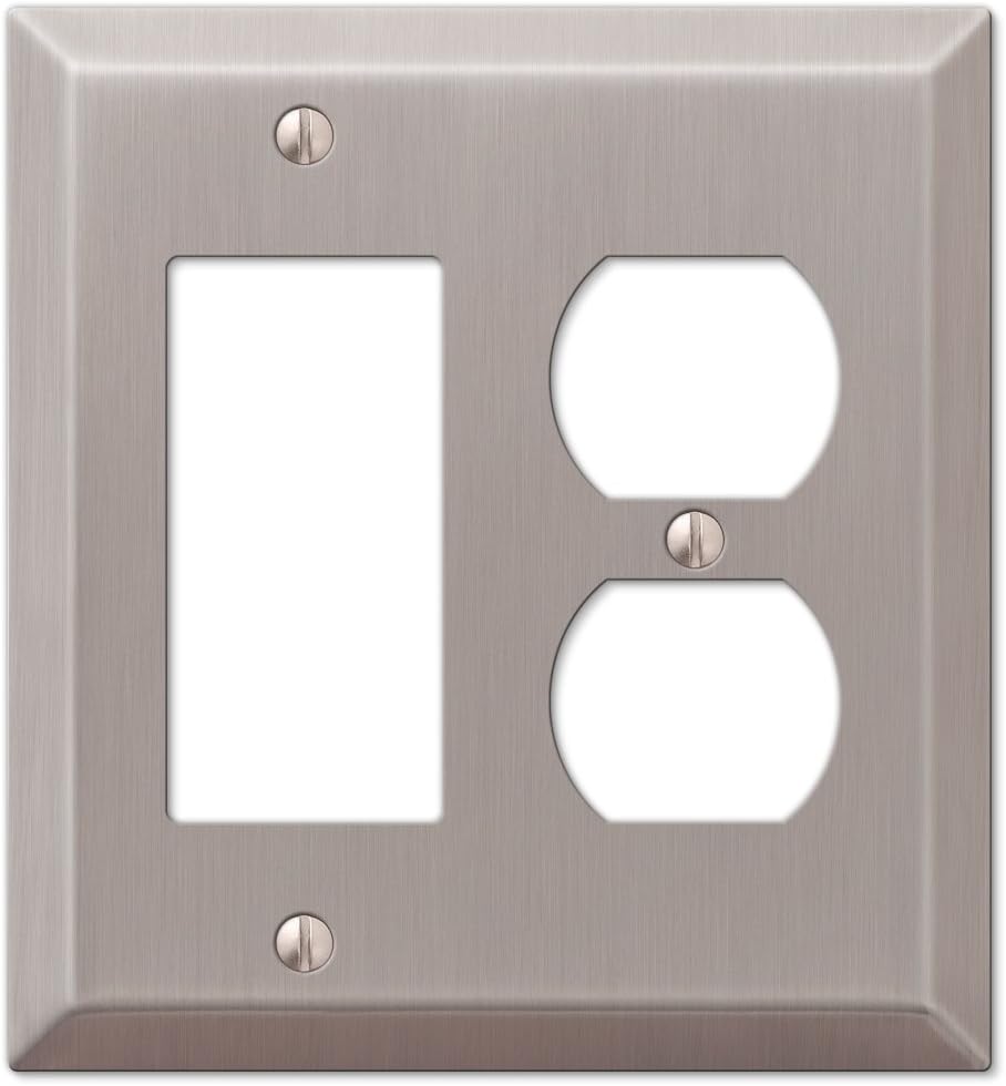 AMERELLE 163RDBN Century Single Rocker/Single Duplex Steel Wallplate in Brushed Nickel