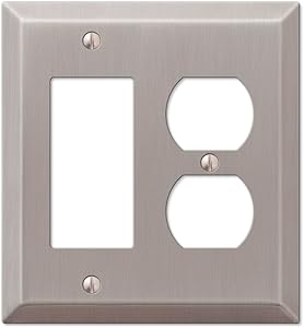 AMERELLE 163RDBN Century Single Rocker/Single Duplex Steel Wallplate in Brushed Nickel