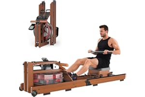 EYESUN Rowing Machines for Home,Water Rowing Machine with Foldable Design,400LBS Capacity,LCD Monitor,Smooth Glide Rails,Comfortable Seat,Free App(Bluetooth) Supported for Immersive Water Rower&Home Gym