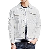DSDZ Men`s Retro Vintage Washed Ripped Hip Hop Motorcycle Denim Jacket