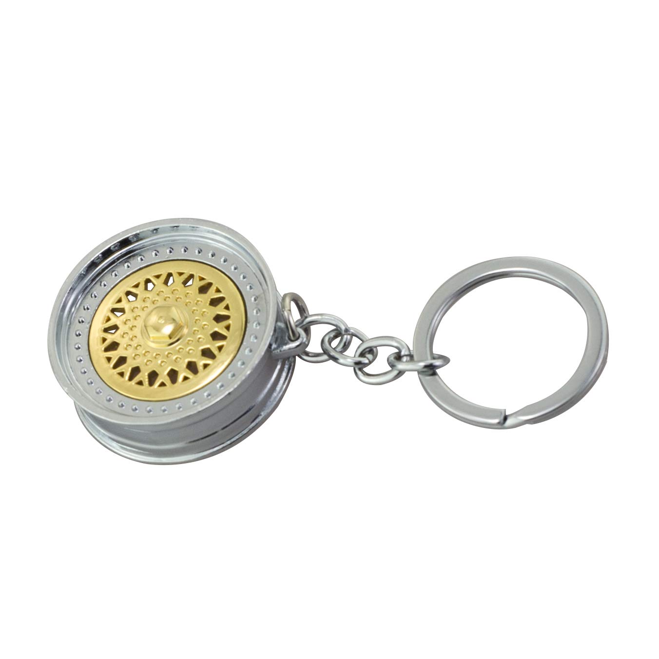 Mavot Gold Wheel Hub Aluminum Key Chain Keychain Key Ring Interior