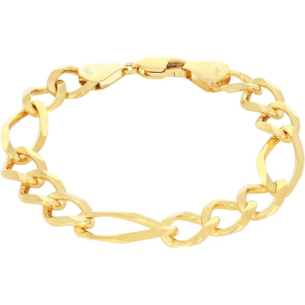 Amazon.com: Nuragold 10k Real Yellow Gold Solid Figaro Link 9.5mm