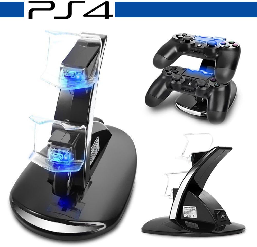 PS4 Charging Station,Anrain PS4/PS4 SLIM/Ps4 PRO Dual USB Charging Charger Docking Station Stand for Playstation 4 PS4/PRO/SLIM Controller