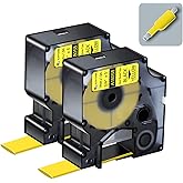 KCMYTONER Compatible for DYMO 18058 Industrial Heat Shrink Tubes 3/4" 19mm Used in Industrial Rhino 4200, 5200, 5000, 6000 Label Maker (Black on Yellow, 3/4'' x 4.9'), 2-Pack