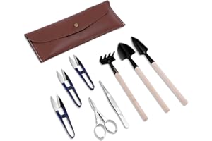 ZELARMAN Bonsai Set 8 Pcs - Include Pruner,Fold Scissors,Mini Rake,Bud & Leaf Trimmer Set by ZELAR Made