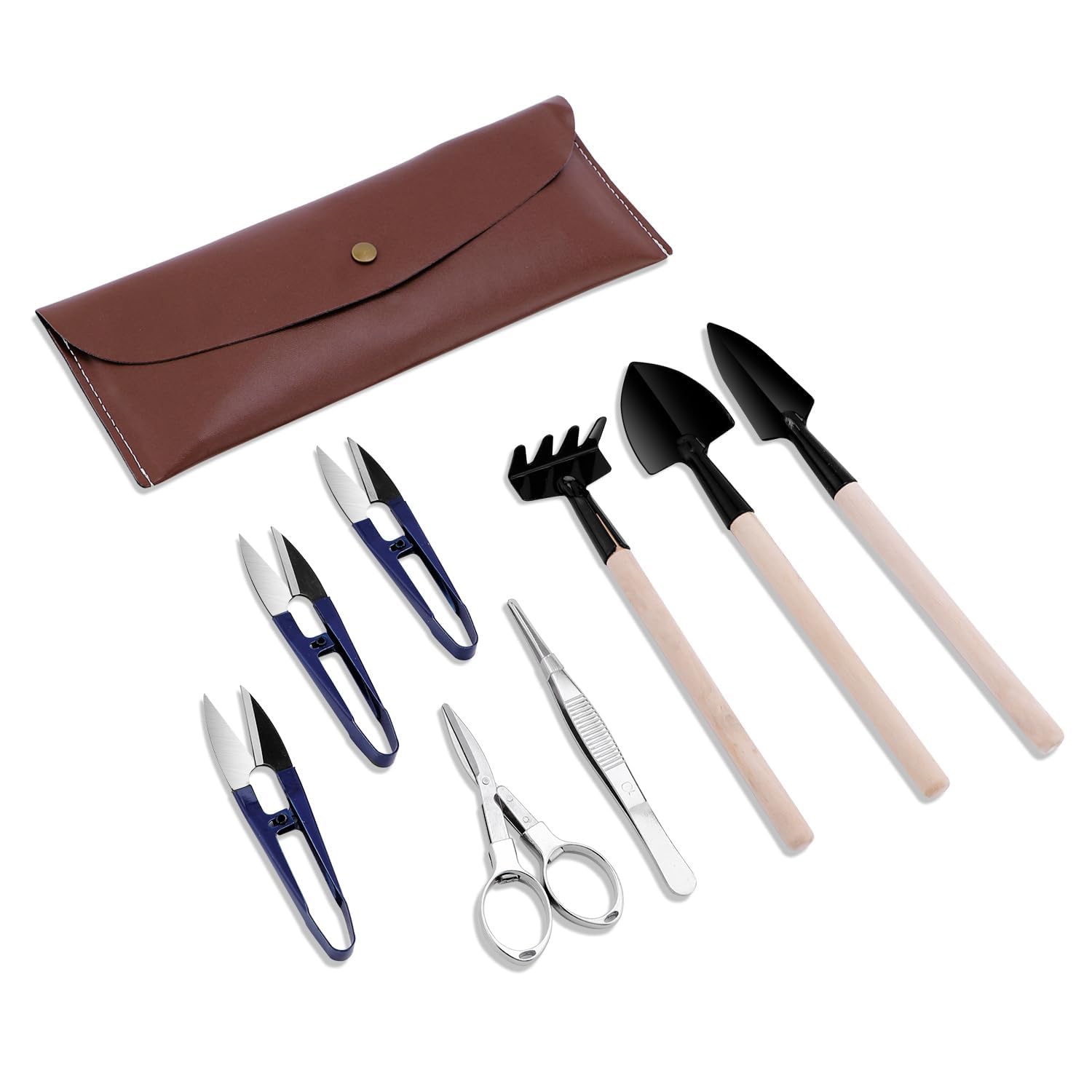 Photo 1 of Bonsai Set 8 Pcs - Include Pruner,Fold Scissors,Mini Rake,Bud & Leaf Trimmer Set by ZELAR Made