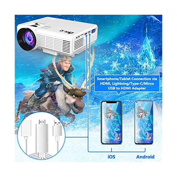 YOOYAA Mini Projector with Screen and Bluetooth, Upgraded 10000 Lux Portable Outdoor Home Theater Video Projector Full HD 1080P Support Compatible with Smartphone/Laptop/TV Stick - Image 4