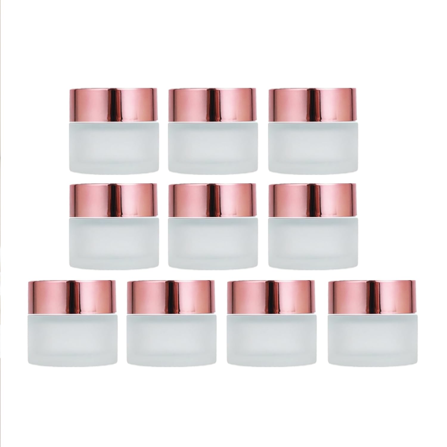 Photo 1 of 10Packs Thicken Frosted Glass Jars with Rose Gold Lids Empty Refillable Airtight Containers 10ml Mini Round Glass Comestic Sample Jars for Skincare, Wax, Lotion, Cream, and Body Butters