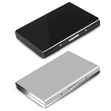 Kreditkartenetui aus Metall,Vegena 2 Stück RFID Blocking Kreditkartenhülle Abgeschirmt Edelstahl 6 Fächer Slim Wallets Credit